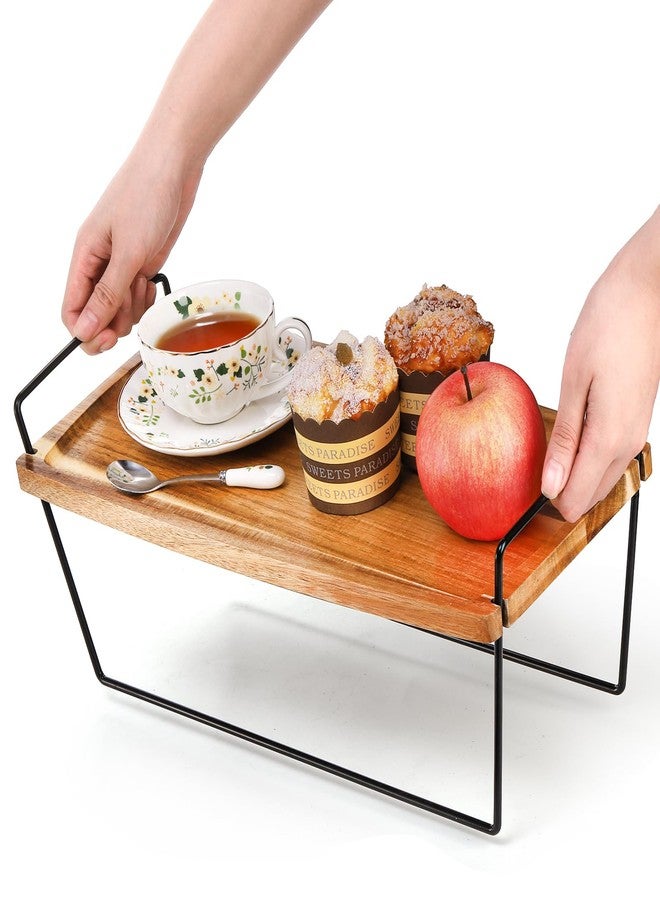 Eorbow 3 Tier Serving Tray, 16" Acacia Wood Cupcake Tower Stand, Tiered Dessert Display Platter with Handle, Decorative Charcuterie Boards for Food, Appetizer, Sandwich, Entertaining, Party - Image 4